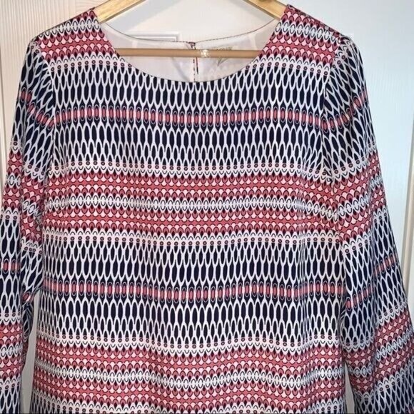 J.Crew Multicolor Abstract Printed 3/4 Sleeved Gallery Shift Dress size 14 - Picture 3 of 5